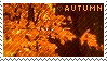 a stamp of an orange leaf captioned 'Autumn'
