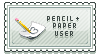 a stamp of a pencil and paper that says 'Pencil and paper user'